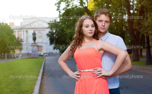 Young couple on the historical