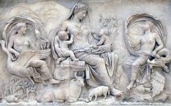 Relief from the Ara Pacis Augustae (Altar of Augustan Peace), 9 B.C.E. monument is dedicated, marble (Museo dell'Ara Pacis, Rome)