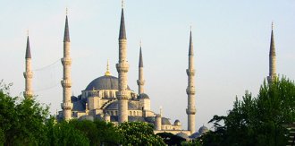 View of the minarets of the Blue Mosque, Istanbul (photo: Graham Bould)